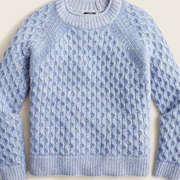 J. Crew Sweaters - J.Crew Honeycomb Cashmere Rollneck Sweater XL Blue Cable Knit 100% Cashmere NWT